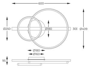 Lustră LED aplicată Zuma Line MX3913-2-3BWLT ALMERIA LED/17W/230V