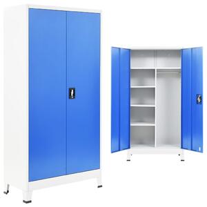 Dulap vestiar cu 2 uși, metal, 90x40x180 cm, gri și albastru