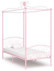 Cadru de pat cu baldachin, roz, 90 x 200 cm, metal
