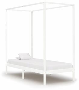Cadru pat cu baldachin, alb, 100 x 200 cm, lemn masiv de pin