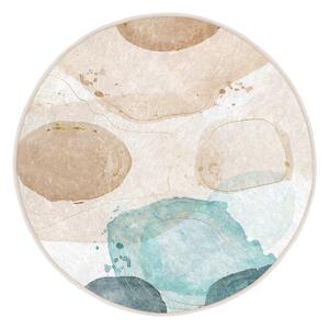 Covor albastru/bej lavabil rotund ø 150 cm Puddle – Mila Home