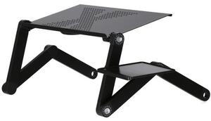 Masa pentru laptop, pliabila, ajustabila, ventilator cu USB, mouse pad detasabil, negru, 48x26x49 cm, Springos