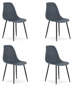 Set 4 scaune gri ardezie OSAKA cu picioare negre