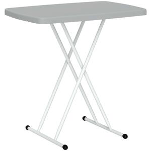 Outsunny Măsuță de Cafea Pliabilă, Reglabilă pe Înălțime și Portabilă, cu Blat HDPE și Cadru Metalic, 76x50x74 cm, Alb | Aosom Romania
