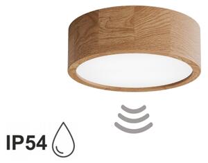 Plafonieră de baie CLEO cu senzor, 2 x E27 / 24 W / 230 V, diametru 27,5 cm, IP54, finisaj stejar