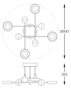 Zuma Line MX7170-8-3BGT - Lustră aplicată de tavan LARA LED/60W/230V, auriu/negru, compatibilă cu dimmer
