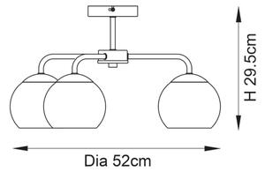 Endon 97971 - Lustră aplicată DIMPLE 3xE14/25W/230V crom lucios/gri fumuriu