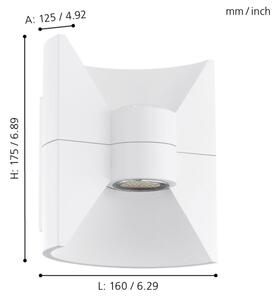 Eglo 93367 REDONDO - Aplică de perete LED pentru exterior, albă, 2x LED-SMD/2,5W/230V IP44