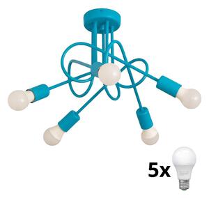 Lustră aplicată pentru copii OXFORD 5xE27/15W/230V albastru