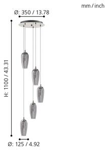 Eglo 96345 - Lustră LED suspendată pe cablu FARSALA 5xG9/2,5W/230V