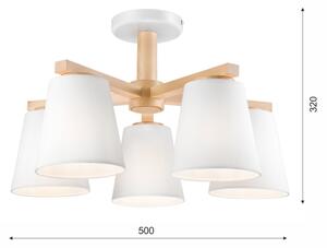 Lustr ELLIE 5xE27/60W/230V alb/buc montat pe tavan