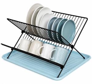 Suport metalic Pufo de bucatarie pentru uscat vase cu tava de scurgere, 43 x 32 cm