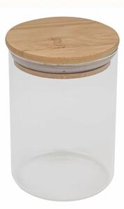 Recipient din sticla borosilicata Pufo Flavour pentru zahar, cafea, ceai sau condimente, cu capac ermetic din bambus, 800 ml
