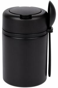Recipient izolator portabil Pufo Food pentru iaurt, supa, cereale, alimente cu lingură, termic, negru, 400 ml