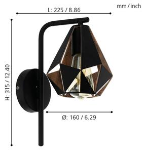Eglo 43057 - Aplică perete CARLTON 1xE27/60W/230V
