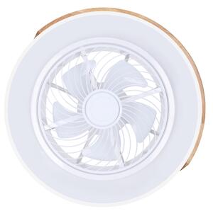 Brilagi-LED Lampă dimabilă cu ventilator, LED/30W/230V, 3000-6500K, alb/stejar + telecomandă
