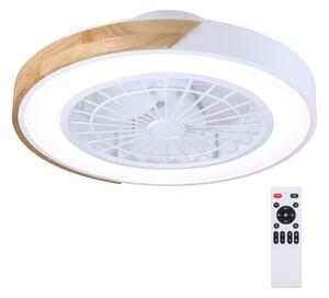 Brilagi-LED Lampă dimabilă cu ventilator, LED/30W/230V, 3000-6500K, alb/stejar + telecomandă