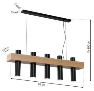 Lustră pe cablu WEST 5xGU10/25W/230V negru