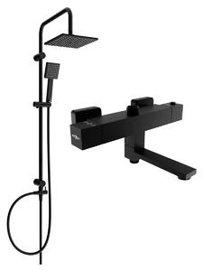 Set de duș Mexen Tord cu duș cu efect de ploaie și robinet de duș Cube, negru, 77910200-70