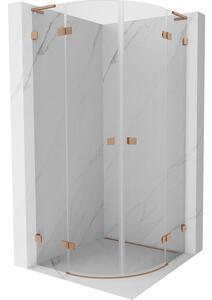 Mexen Lunar, cabină de duș semicirculară cu balamale L 70 x 70 cm, sticlă transparentă de 8 mm, profil cupru mat, 833L-070L-070P-65-00