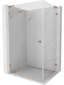 Mexen Lunar L, cabină de duș pliabilă stânga 70 x 90 cm, sticlă transparentă de 8 mm, profil mat cupru, 834L-070-090-65-00-L