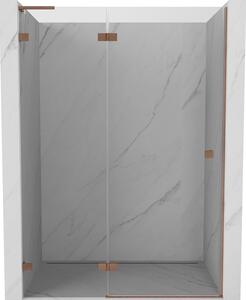 Mexen Lunar L, Ușă de duș cu balamale pe stânga 130 cm, sticlă transparentă de 8 mm, profil mat cupră, 834L-130-000-65-00-L