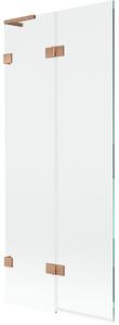 Mexen Lunar L, paravan de cadă cu 2 aripi, stânga, 80 x 150 cm, sticlă transparentă, cupru mat, 897L-080-100-65-00-L
