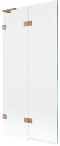 Mexen Lunar L, paravan de cadă cu 2 aripi, stânga, 90 x 150 cm, sticlă transparentă, cupru mat, 897L-090-100-65-00-L