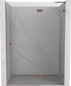 Mexen Lunar L, Ușă de duș pivotantă dreapta 130 cm, sticlă transparentă de 8 mm, profil mat cupru, 834L-130-000-65-00-P