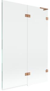 Mexen Lunar L, paravan de baie cu 2 aripi dreapta 120 x 150 cm, sticlă transparentă, cupru mat, 897L-120-100-65-00-P