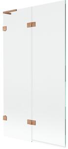 Mexen Lunar L, paravan de cadă cu 2 aripi, stânga, 100 x 150 cm, sticlă transparentă, cupru mat, 897L-100-100-65-00-L