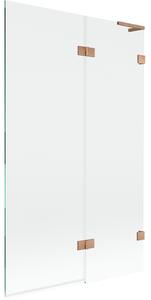 Mexen Lunar L, paravan de cadă cu 2 aripi, dreapta, 110 x 150 cm, sticlă transparentă, cupru mat, 897L-110-100-65-00-P