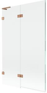 Mexen Lunar L, paravan de cadă cu 2 aripi, stânga, 110 x 150 cm, sticlă transparentă, cupru mat, 897L-110-100-65-00-L