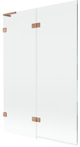 Mexen Lunar L, paravan de cadă cu 2 aripi, stânga, 120 x 150 cm, sticlă transparentă, cupru mat, 897L-120-100-65-00-L