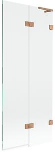 Mexen Lunar L, paravan de cadă cu 2 aripi, dreapta, 80 x 150 cm, sticlă transparentă, cupru mat, 897L-080-100-65-00-P