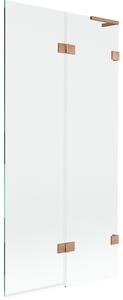 Mexen Lunar L, paravan de baie cu 2 aripi dreapta 90 x 150 cm, sticlă transparentă, cupru mat, 897L-090-100-65-00-P