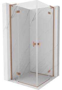 Cabină de duș Mexen Mist-H L Duo cu 2 aripi 115 x 115 cm, sticlă transparentă, profil mat cupră, 8A5L-115L-115P-65-00