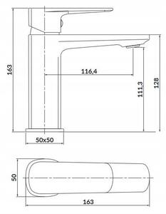 Cersanit Larga, baterie chiuveta h-163, auriu mat, S951-389