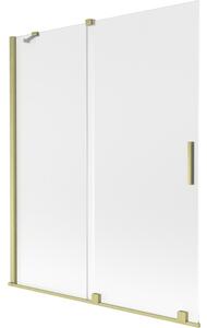 Mexen Velar, paravan de baie glisant cu 2 aripi 140 x 150 cm, sticlă mată 8 mm, auriu mat, 896-140-000-31-55