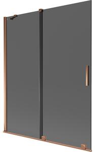 Mexen Velar, paravan de baie glisant cu 2 aripi 140 x 150 cm, sticlă gri 8 mm, aur roz, 896-140-000-41-60
