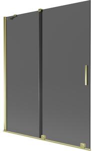 Mexen Velar, paravan de baie glisant cu 2 aripi 140 x 150 cm, sticla gri 8 mm, auriu lucios, 896-140-000-41-50