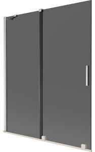 Mexen Velar, paravan de baie glisant cu 2 aripi 140 x 150 cm, sticlă gri 8 mm, oțel periat, 896-140-000-41-97