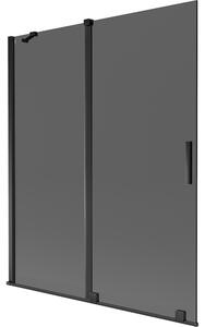 Mexen Velar, paravan de baie glisant cu 2 aripi 140 x 150 cm, sticlă gri 8 mm, negru mat, 896-140-000-41-70