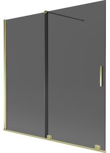 Mexen Velar, paravan de baie glisant cu 2 aripi 160 x 150 cm, sticla gri 8 mm, auriu lucios, 896-160-000-41-50