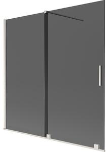 Mexen Velar, paravan de baie glisant cu 2 aripi 160 x 150 cm, sticlă gri 8 mm, oțel periat, 896-160-000-41-97