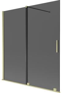 Mexen Velar, paravan de baie glisant cu 2 aripi 150 x 150 cm, sticlă gri 8 mm, auriu mat, 896-150-000-41-55