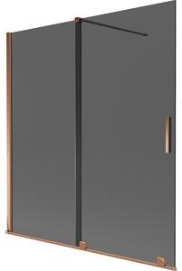 Mexen Velar, paravan de baie glisant cu 2 aripi 150 x 150 cm, sticlă gri 8 mm, aur roz, 896-150-000-41-60