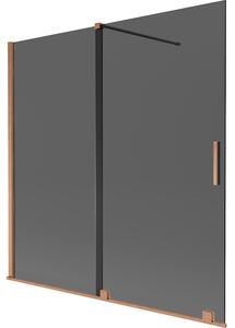 Mexen Velar, paravan de baie glisant cu 2 aripi 160 x 150 cm, sticlă gri 8 mm, cupru mat, 896-160-000-41-65