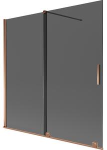 Mexen Velar, paravan de baie glisant cu 2 aripi 160 x 150 cm, sticlă gri 8 mm, aur roz, 896-160-000-41-60