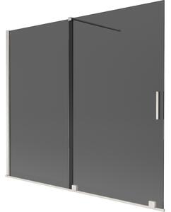 Mexen Velar, paravan de baie glisant cu 2 aripi 180 x 150 cm, sticlă gri 8 mm, oțel periat, 896-180-000-41-97